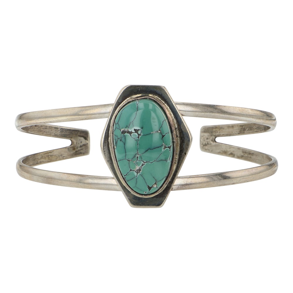 Wilson Padilla Navajo Blue Moon Turquoise Bracelet: Sterling Silver | Genuine Blue Moon Turquoise | Wilson Padilla Navajo Blue Moon Turquoise Bracelet | Navajo Native American Southwest Indian Jewelry | Good (no breaks or damages) | Approximate Weight: