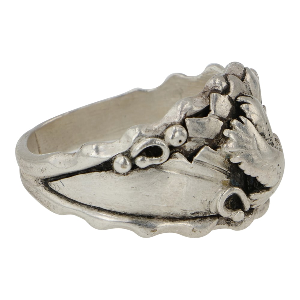 Vintage Navajo Plain Silver Eagle Ring - 2