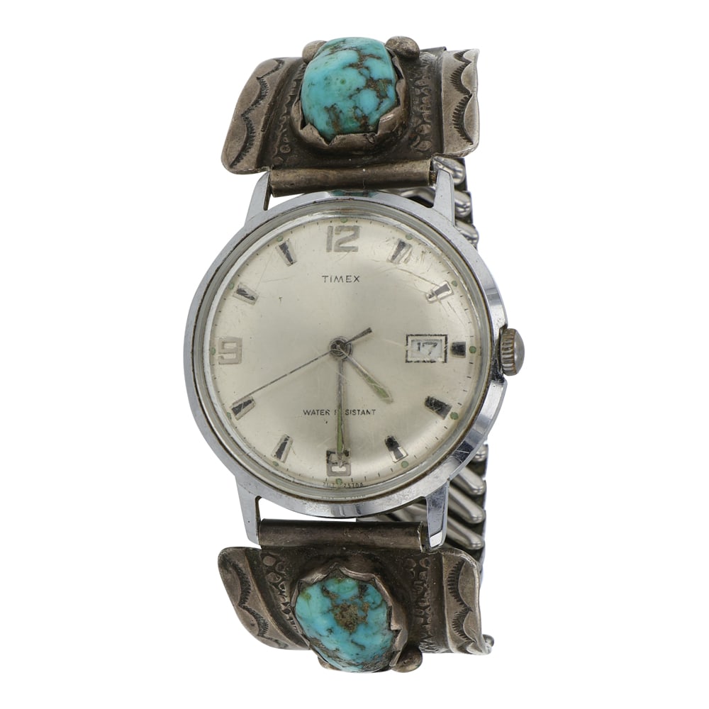 Vintage Navajo Kingman Turquoise Watch Bracelet: Sterling Silver | Genuine Kingman Turquoise | Vintage Navajo Kingman Turquoise Watch Bracelet | Navajo Native American Southwest Indian Jewelry | Good (no breaks or damages) | Approximate Weight: