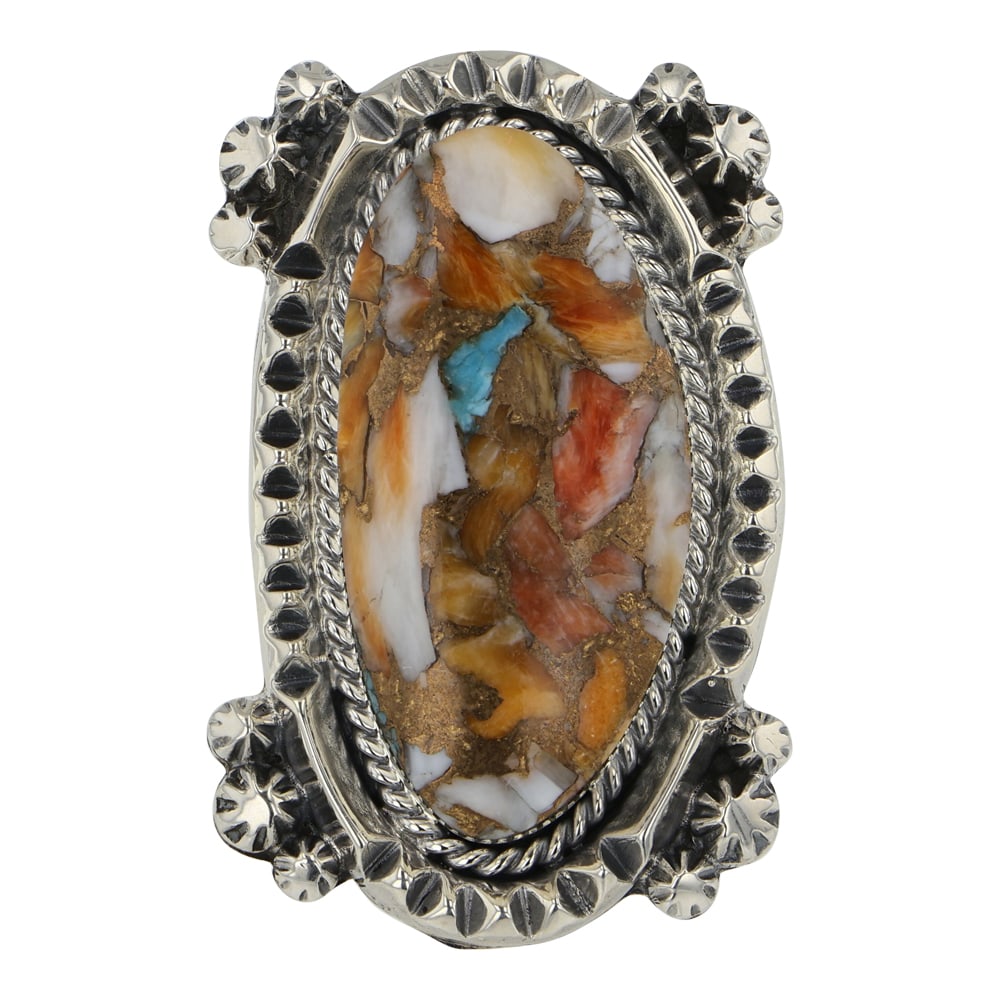 RB Navajo Block Ring: Sterling Silver | Block | RB Navajo Block Ring | Navajo Native American Southwest Indian Jewelry | Good (no breaks or damages) | Approximate Weight: 29 Grams | Ring: 9 size, 1.75" x 1" face | Signed: