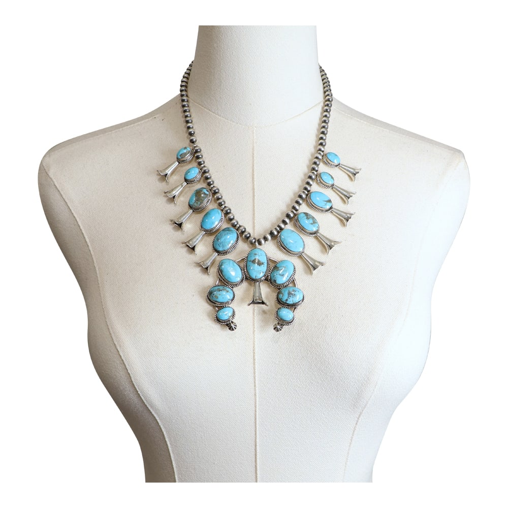 RB Navajo Compitos Turquoise Squash Blossom Necklace (1 of 4)