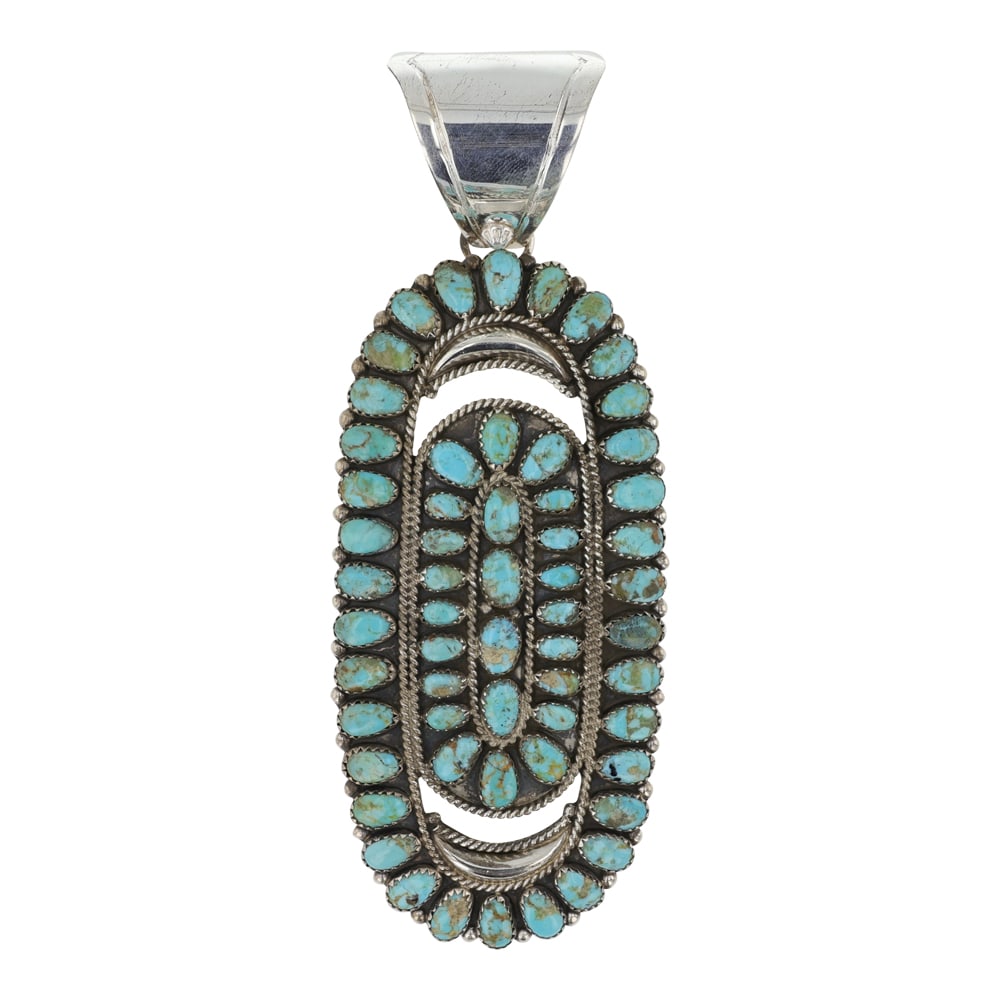 Larry Moses Begay Navajo Nevada Turquoise Cluster Pendant (1 of 2)