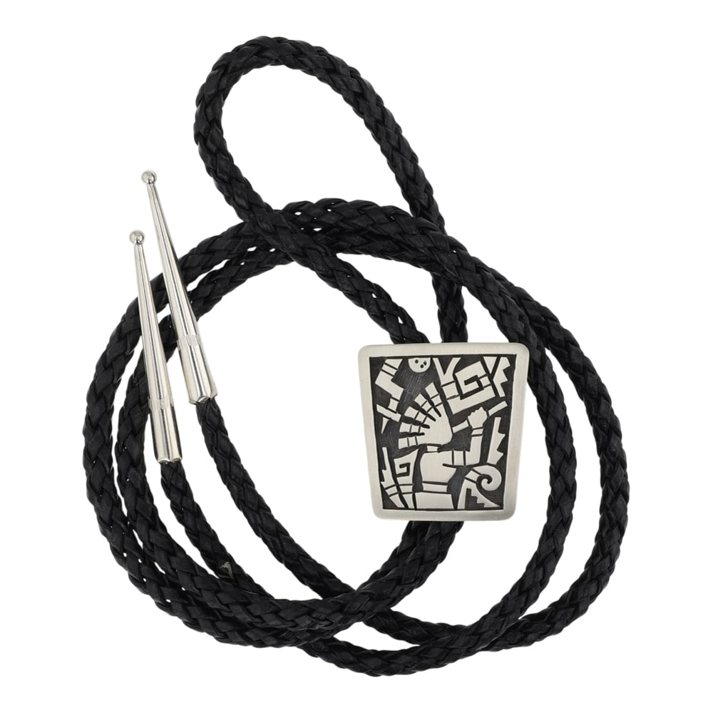 Hopi Plain Silver Bolo Tie: Sterling Silver | | Hopi Plain Silver Bolo Tie | Hopi Native American Southwest Indian Jewelry | Good (no breaks or damages) | Approximate Weight: 24 Grams | Bolo: 19" length, 1.25" x 1.25" pendant |