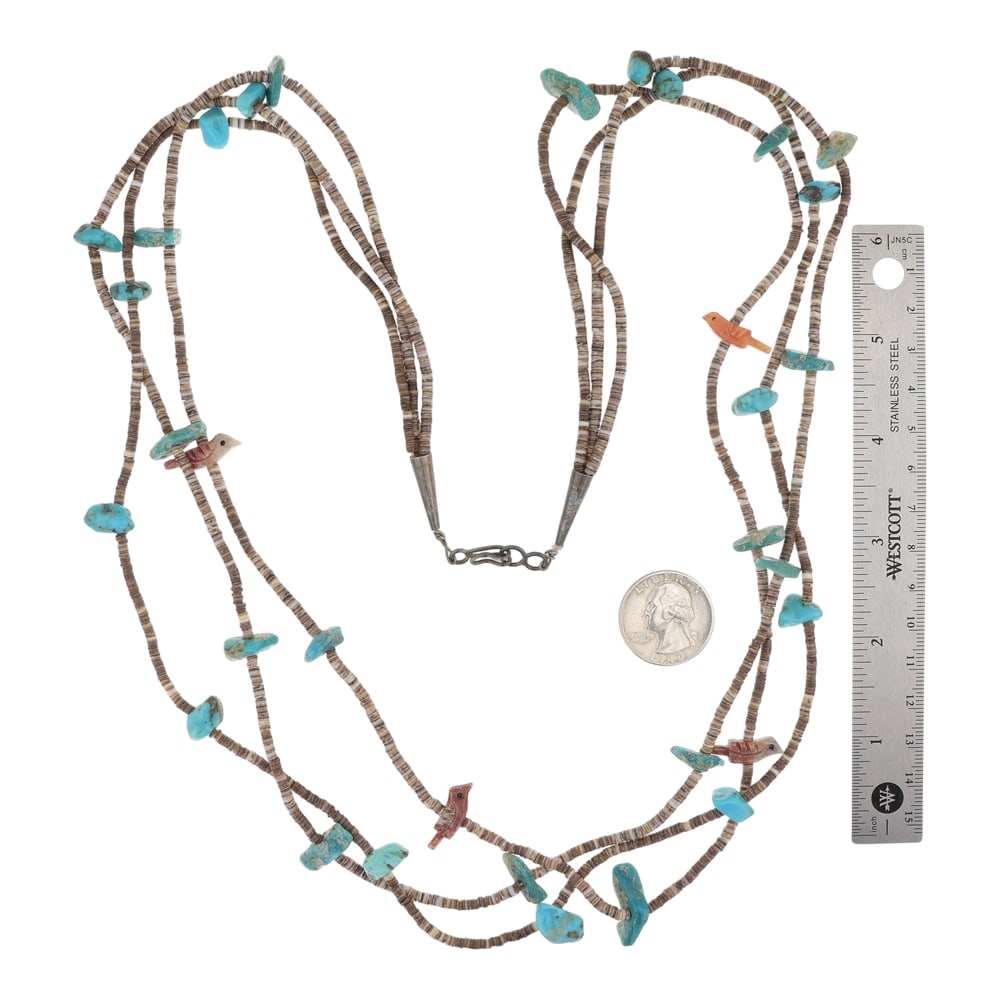 Vintage Zuni Turquoise & Shell Carved Fetish Necklace - 3