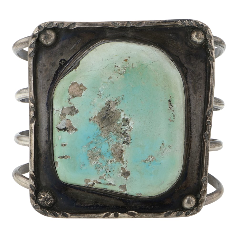 Vintage Navajo Nevada Turquoise Large Cuff Bracelet: Sterling Silver | Genuine Nevada Turquoise | Vintage Navajo Nevada Turquoise Large Cuff Bracelet | Navajo Native American Southwest Indian Jewelry | Good (no breaks or damages) | Approximate Weight: 6