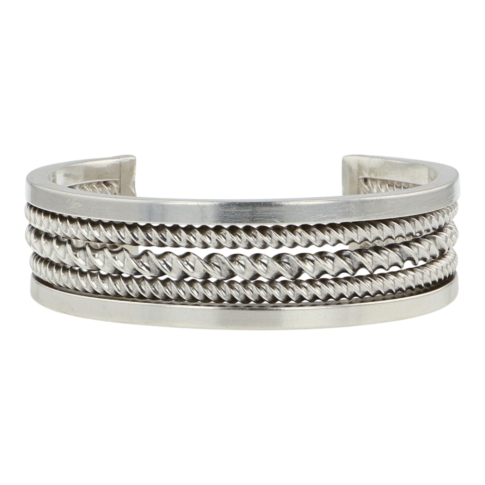 Navajo Square Wire & Twisted Square Wires Cuff Bracelet: Sterling Silver | | Navajo Square Wire & Twisted Square Wires Cuff Bracelet | Navajo Native American Southwest Indian Jewelry | Good (no breaks or damages) | Approximate Weight: 59 Grams |