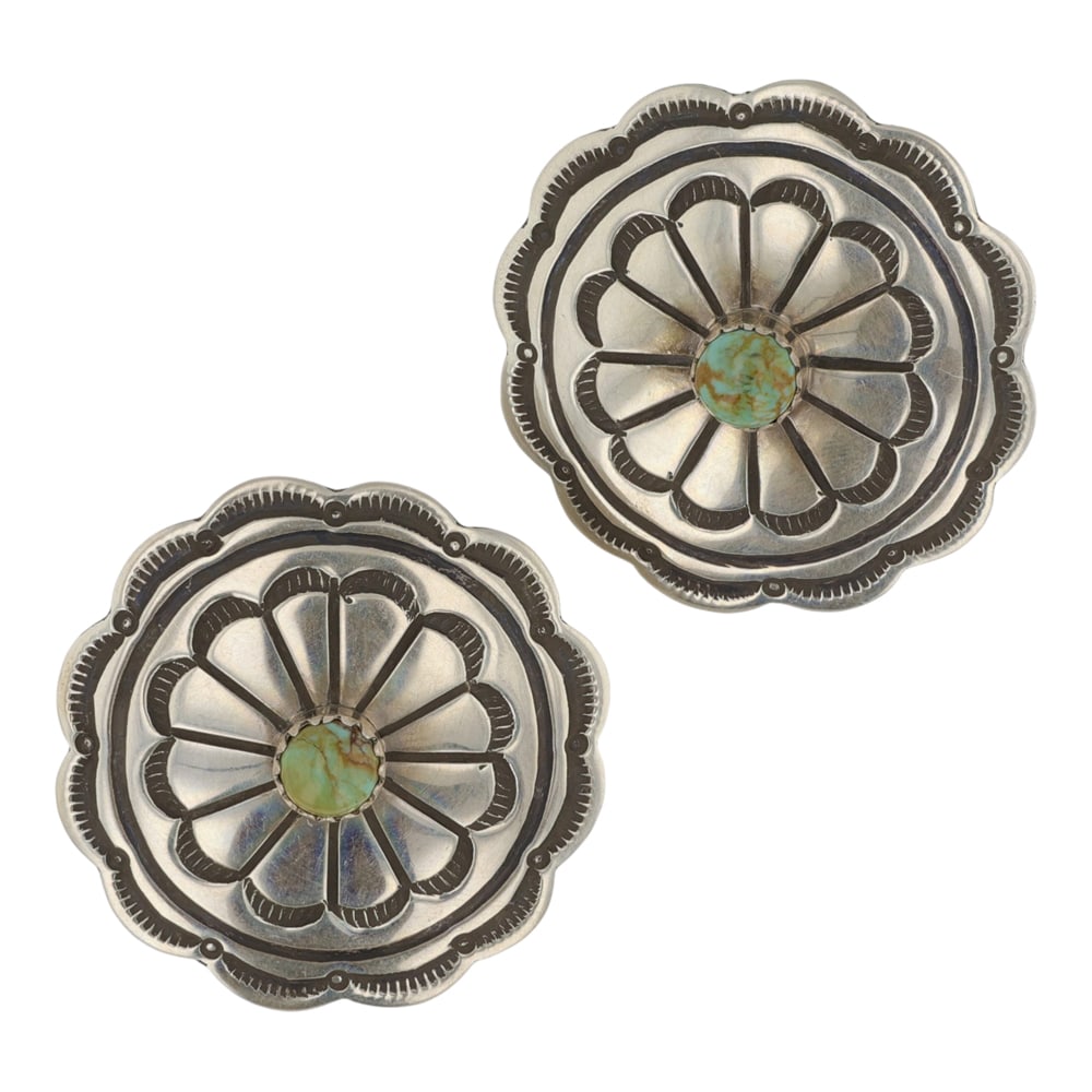 Navajo Nevada Turquoise Earrings: Sterling Silver | Genuine Nevada Turquoise | Navajo Nevada Turquoise Earrings | Navajo Native American Southwest Indian Jewelry | Good (no breaks or damages) | Approximate Weight: 10 Grams | Earrings: