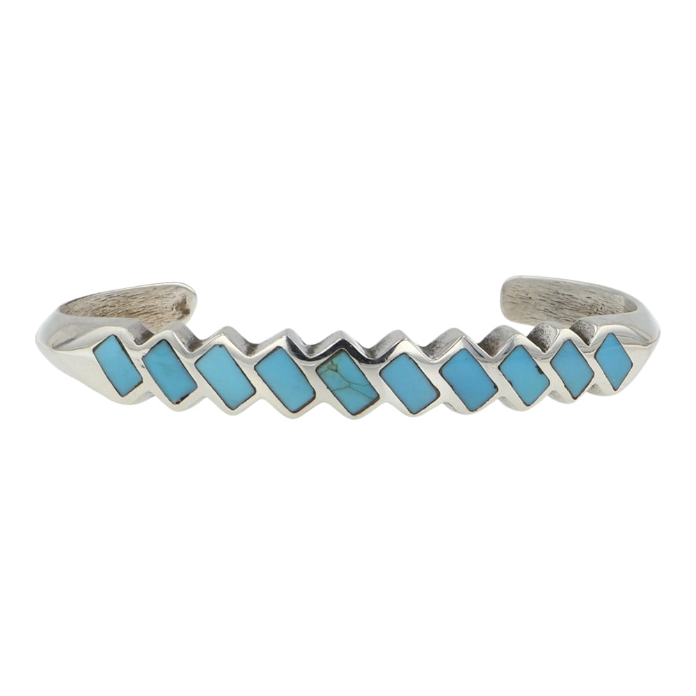 Navajo Turquoise Inlay Cuff Bracelet (1 of 3)