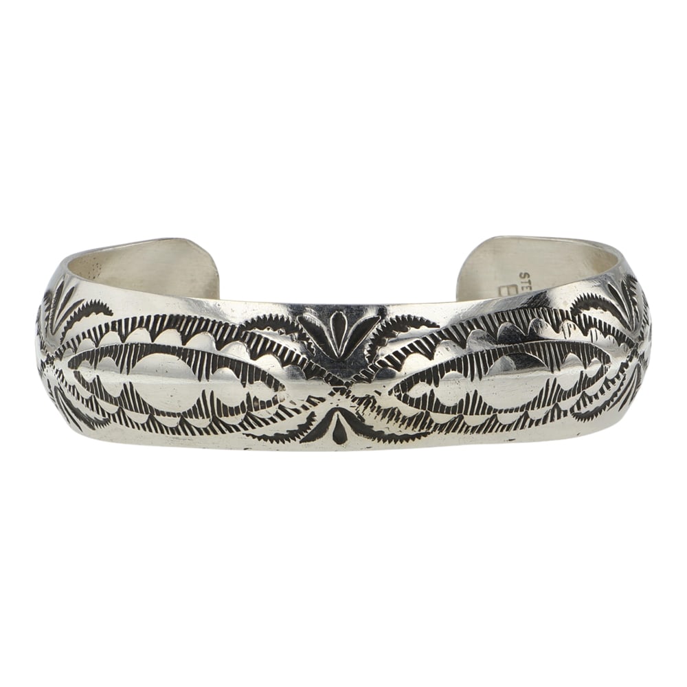 Boyd Ashley Navajo Plain Silver Stamp Work Domed Cuff Bracelet (1 of 3)