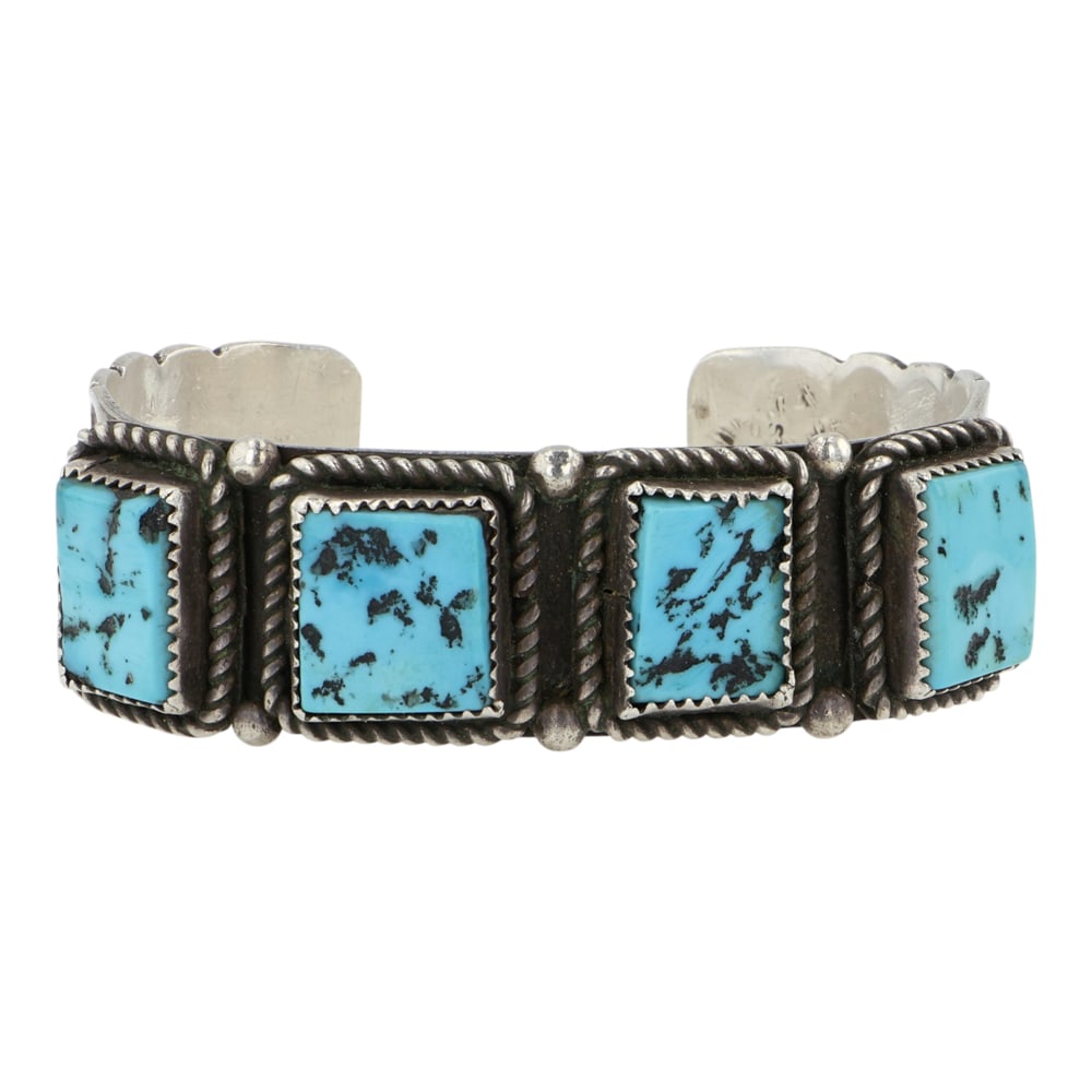Navajo Kingman Turquoise Square Cuff bracelet (1 of 3)