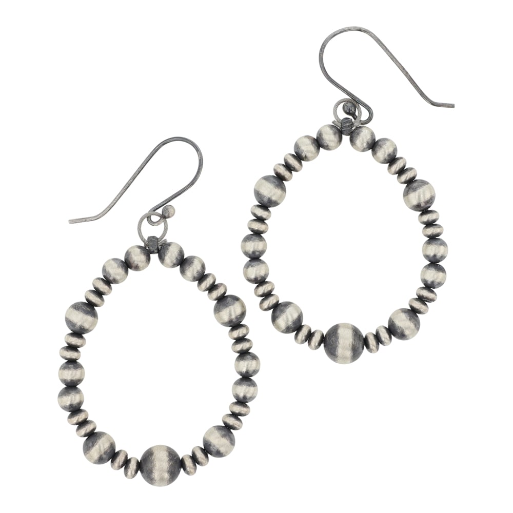 Navajo Oxidized Beads Mix Sizes Hoop Earrings (1 of 2)