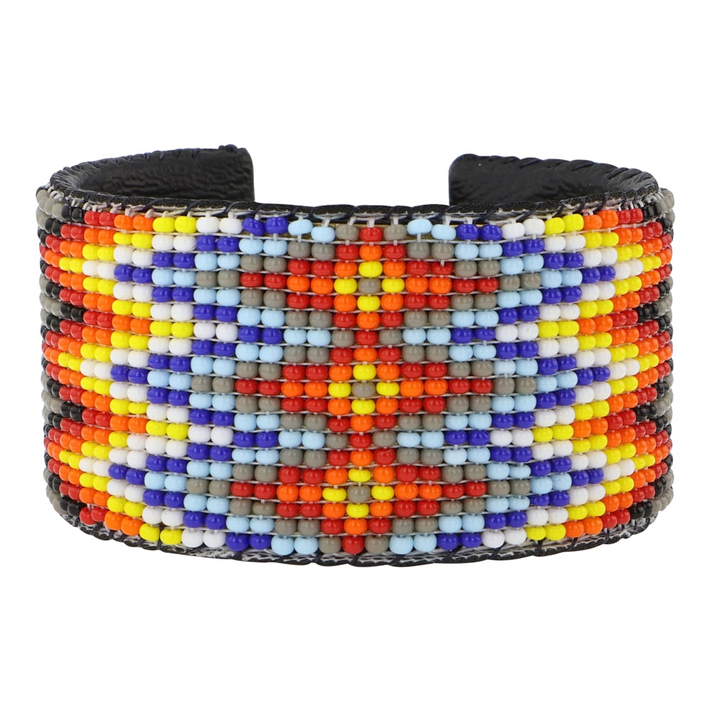 Navajo Glass Bead Work Bracelet: | | Navajo Glass Bead Work Bracelet | Navajo Native American Southwest Indian Jewelry | Good (no breaks or damages) | Approximate Weight: 61 Grams | Bracelet: 5.5" inner, 1" gap, 6.5" total, 1.5"