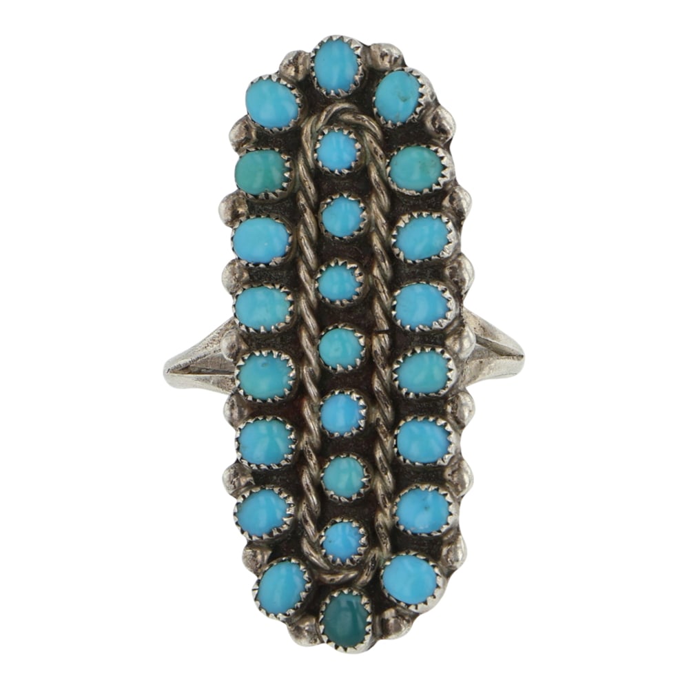 Vintage Zuni Kingman Turquoise Cluster Ring (1 of 2)