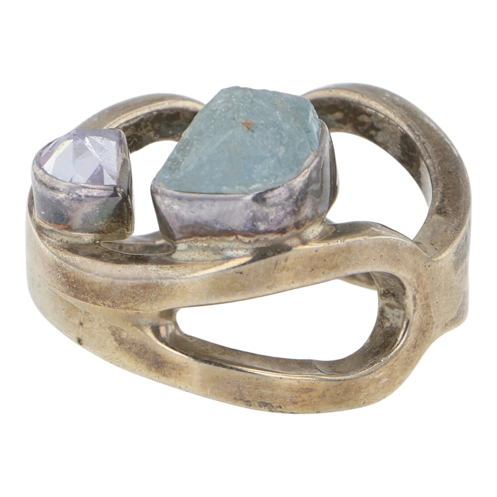 Lilly Barrack Southwest Shop Aquamarine & Quartz Pendant: Sterling Silver | Genuine Aquamarine & Quartz | Lilly Barrack Southwest Shop Aquamarine & Quartz Pendant | Southwest American Shop Jewelry | Good (no breaks or damages) | Approximate Weight: 12 Grams