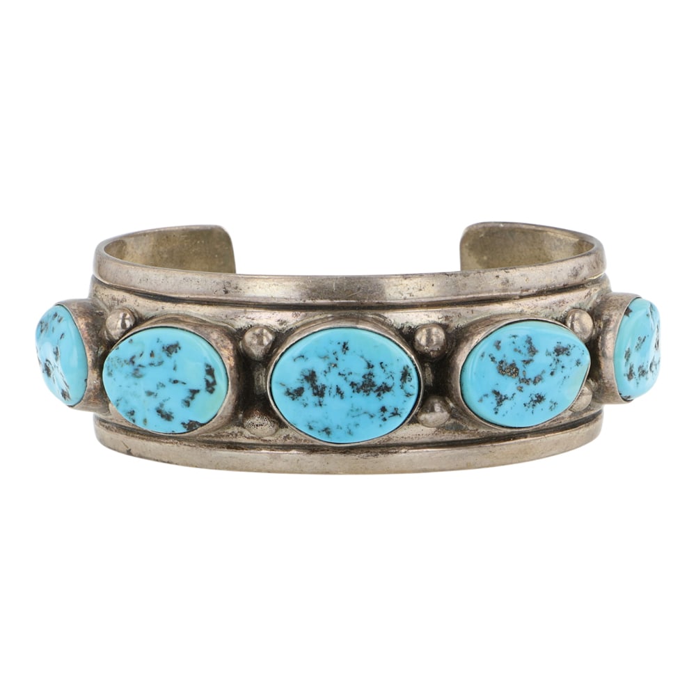 Frank Guerro Vintage Navajo Sleeping Beauty Turquoise Nugget Bracelet (1 of 3)