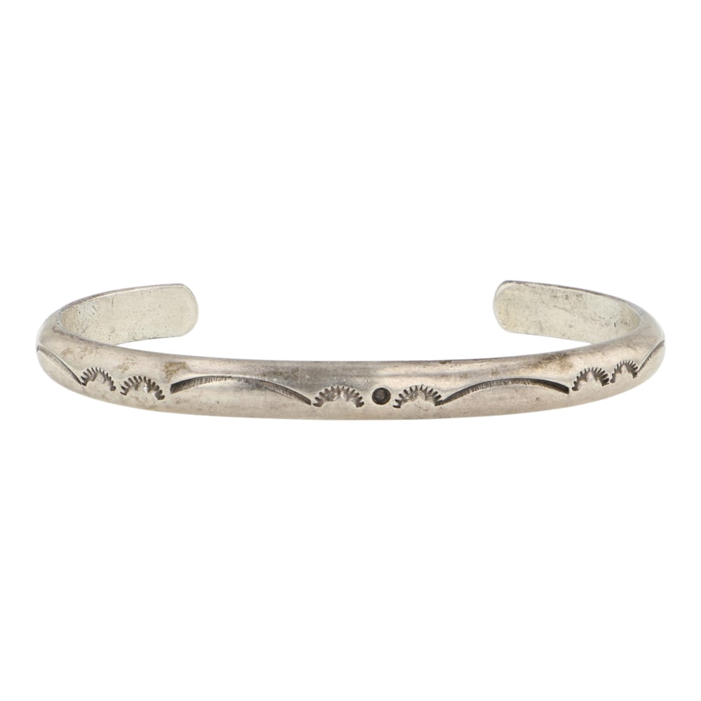 Navajo Plain Silver Stamp Work Bracelet (1 of 3)