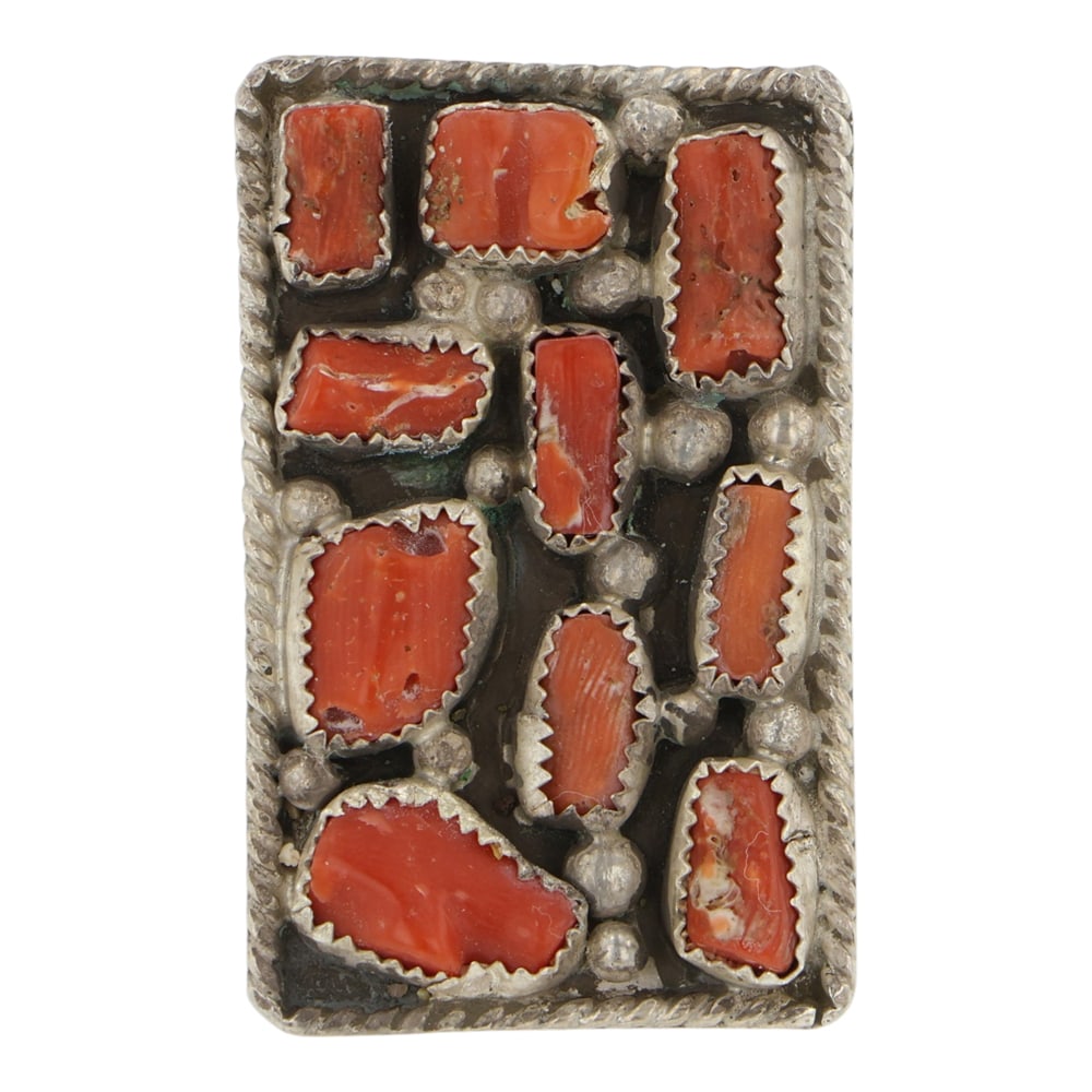 Vintage Navajo Freeform Coral Adjustable Ring: Sterling Silver | Genuine Freeform Coral | Vintage Navajo Freeform Coral Adjustable Ring | Navajo Native American Southwest Indian Jewelry | Good (no breaks or damages) | Approximate Weight: 17 Grams