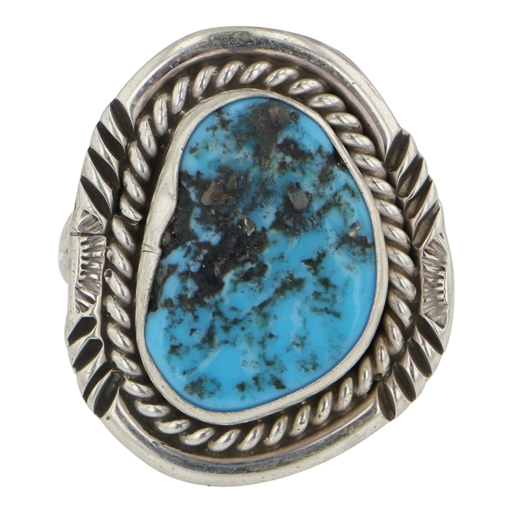 Genuine Kingman Turquoise Ring: Sterling Silver | Genuine Kingman Turquoise | Genuine Kingman Turquoise Ring | Navajo Native American Southwest Indian Jewelry | Good (no breaks or damages) | Approximate Weight: 5 Grams | Ring: 7 siz