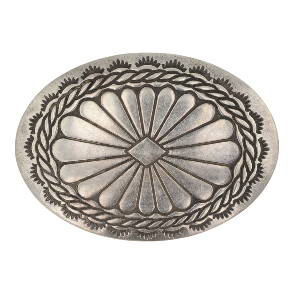 Vintage Navajo Stamp-Work Pin: Sterling Silver | | Vintage Navajo Stamp-Work Pin | Navajo Native American Southwest Indian Jewelry | Good (no breaks or damages) | Approximate Weight: 9 Grams | Pin: 1.75" x 1.25" each |