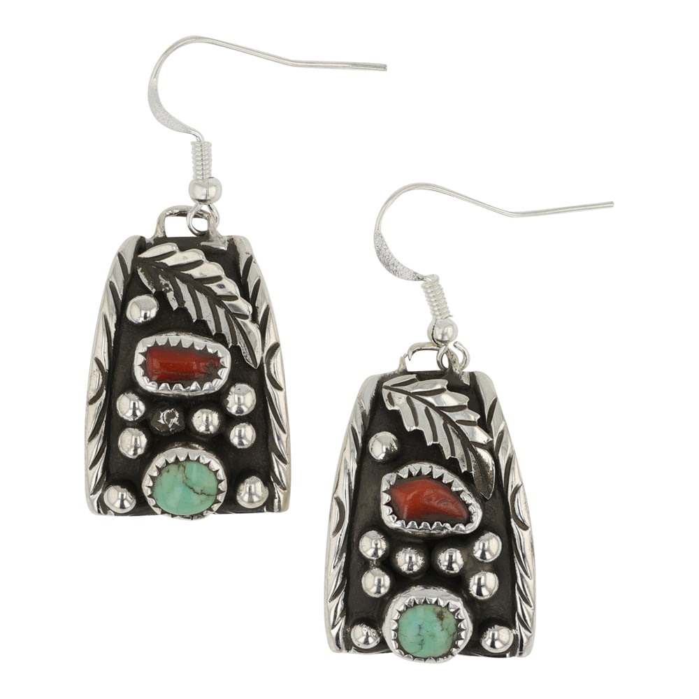 Navajo Turquoise & Coral Earrings (1 of 2)