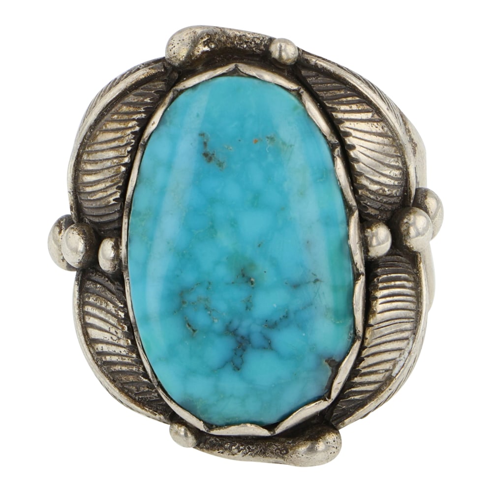 The Navajo Hogan Shop Carl W. Luthey (1902-1975) Eary Important Work Vintage Fox Turquoise Ring (1 of 3)