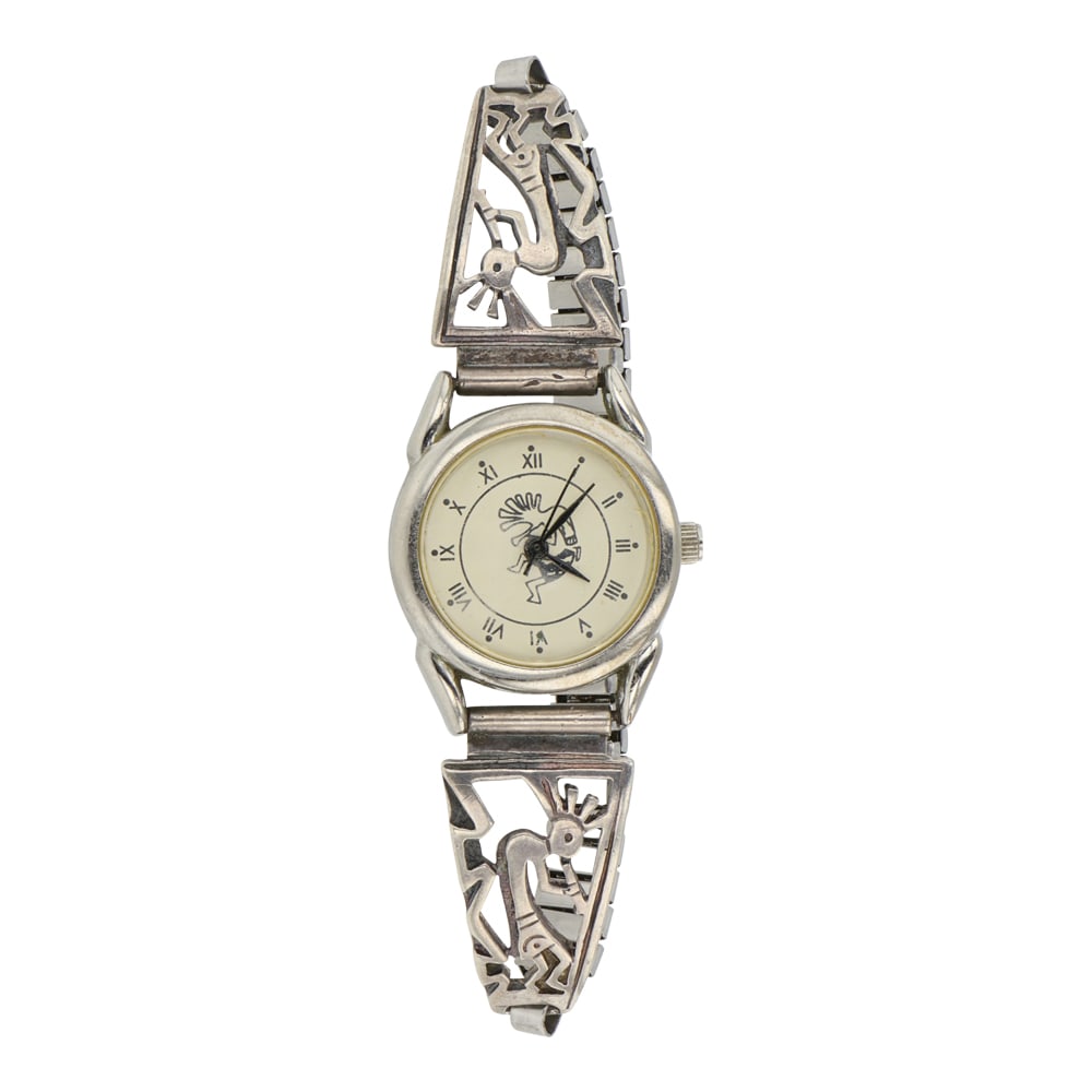 Navajo Plain Silver Watch Bracelet: Sterling Silver | | Navajo Plain Silver Watch Bracelet | Navajo Native American Southwest Indian Jewelry | Good (no breaks or damages) | Approximate Weight: 22 Grams | Watch: 2.25" diameter, 1"