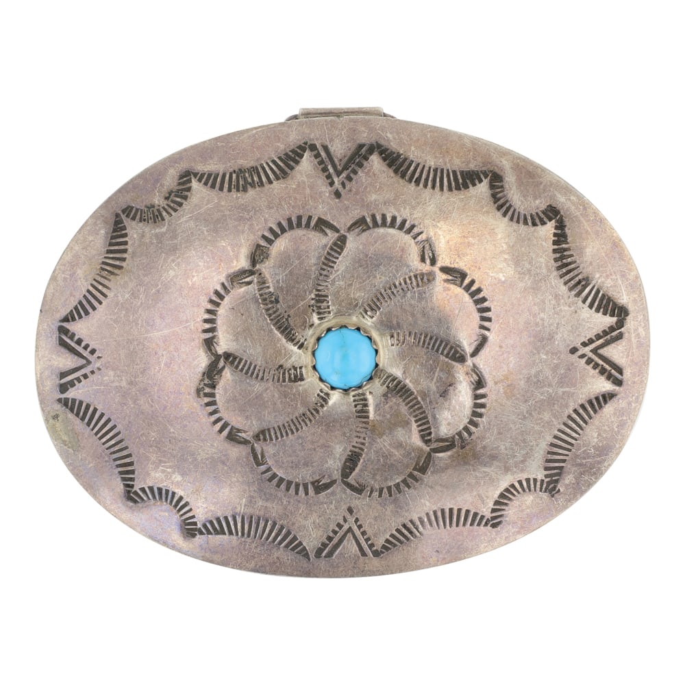 Vintage Navajo Kingman Turquoise Pill Box: Sterling Silver | Genuine Kingman Turquoise | Vintage Navajo Kingman Turquoise Pill Box | Navajo Native American Southwest Indian Jewelry | Good (no breaks or damages) | Approximate Weight: 17
