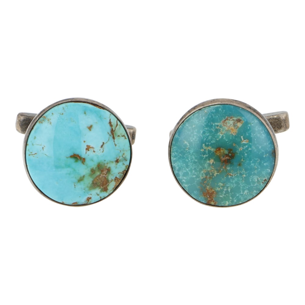 Vintage Navajo Royston Turquoise Cuff Links: Sterling Silver | Genuine Royston Turquoise | Vintage Navajo Royston Turquoise Cuff Links | Navajo Native American Southwest Indian Jewelry | Good (no breaks or damages) | Approximate Weight: 10 Grams