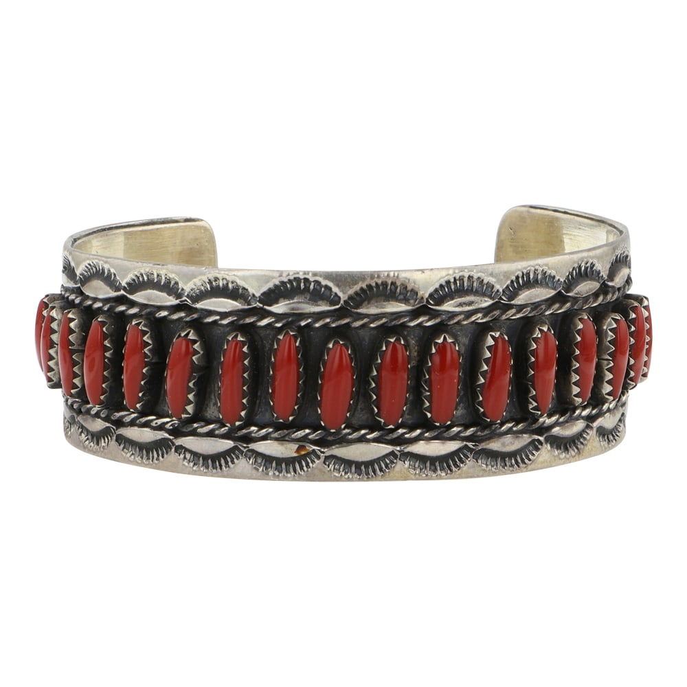 Vintage Navajo Coral Row Bracelet (1 of 3)