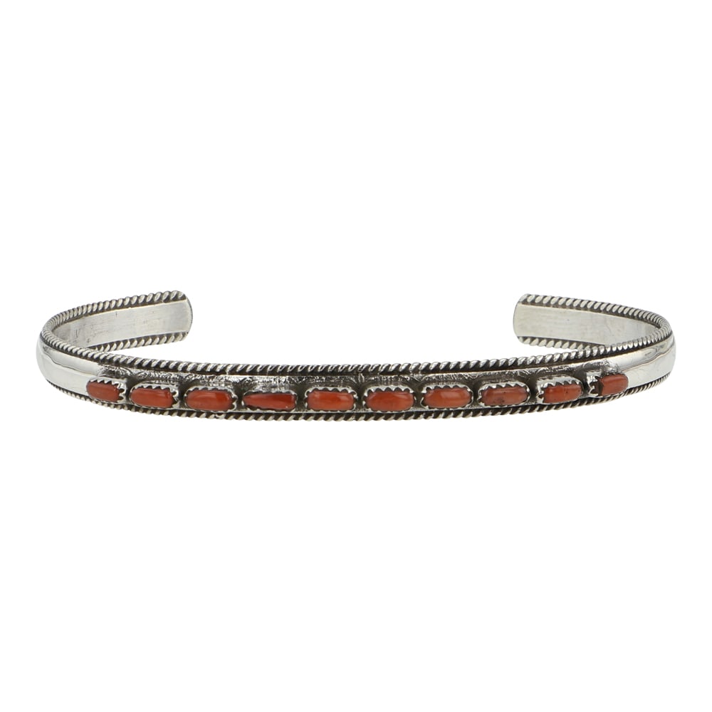 Navajo Mediterranean Coral Cuff Bracelet (1 of 3)