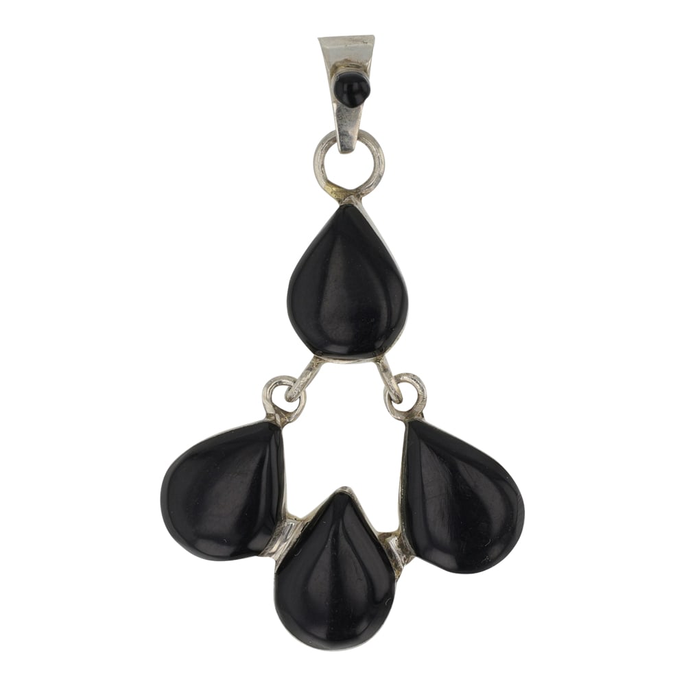 Navajo Black Onyx Pendant: Sterling Silver | Genuine Black Onyx | Navajo Black Onyx Pendant | Navajo Native American Southwest Indian Jewelry | Good (no breaks or damages) | Approximate Weight: 2 Grams | Pendant: 1.5" x 1" |