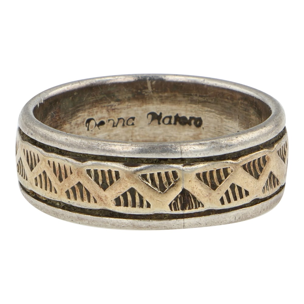 Denna Platero Navajo 14K Gold & Sterling Silver Ring: Sterling Silver & 14K Gold | | Denna Platero Navajo 14K Gold & Sterling Silver Ring | Navajo Native American Southwest Indian Jewelry | Good (no breaks or damages) | Approximate Weight: 6 Grams | Ring