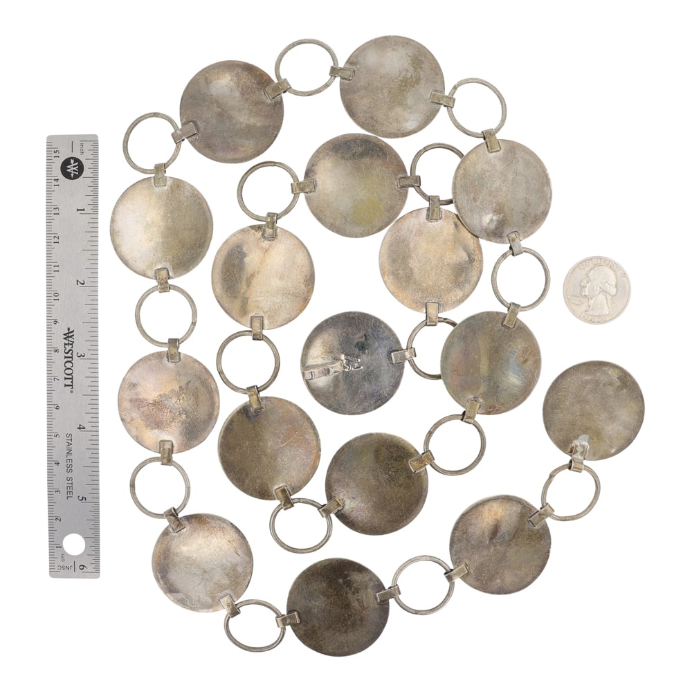 Tom Sam Vintage Navajo Plain Silver Link Concho Belt - 2