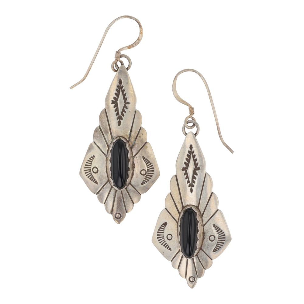 Navajo Black Onyx Earrings (1 of 2)