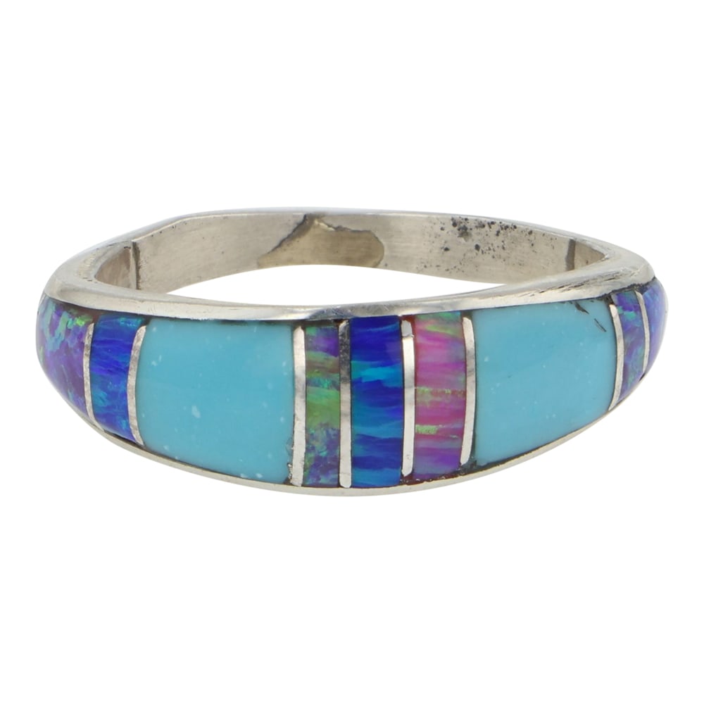 Navajo Turquoise & Synthetic Opal Inlay Ring (1 of 3)