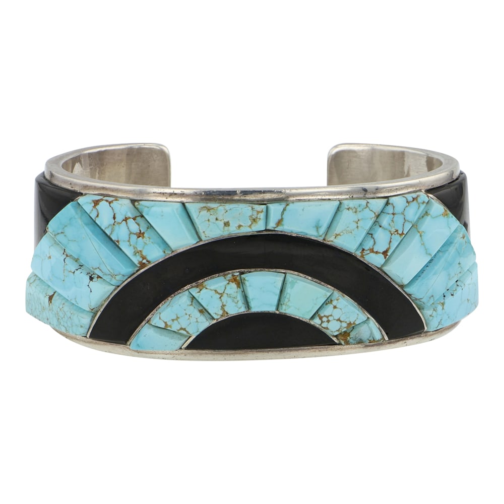 Victor Trujillo Navajo Gertrude Zachary Southwest Shop Number Eight Turquoise & Black Jade Detailed (1 of 3)