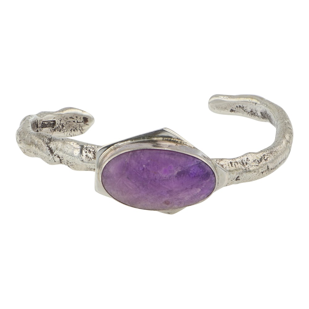 Navajo Charoite Cuff Bracelet: Sterling Silver | Genuine Charoite | Navajo Charoite Cuff Bracelet | Navajo Native American Southwest Indian Jewelry | Good (no breaks or damages) | Approximate Weight: 34 Grams | Bracelet: 5.25" inne