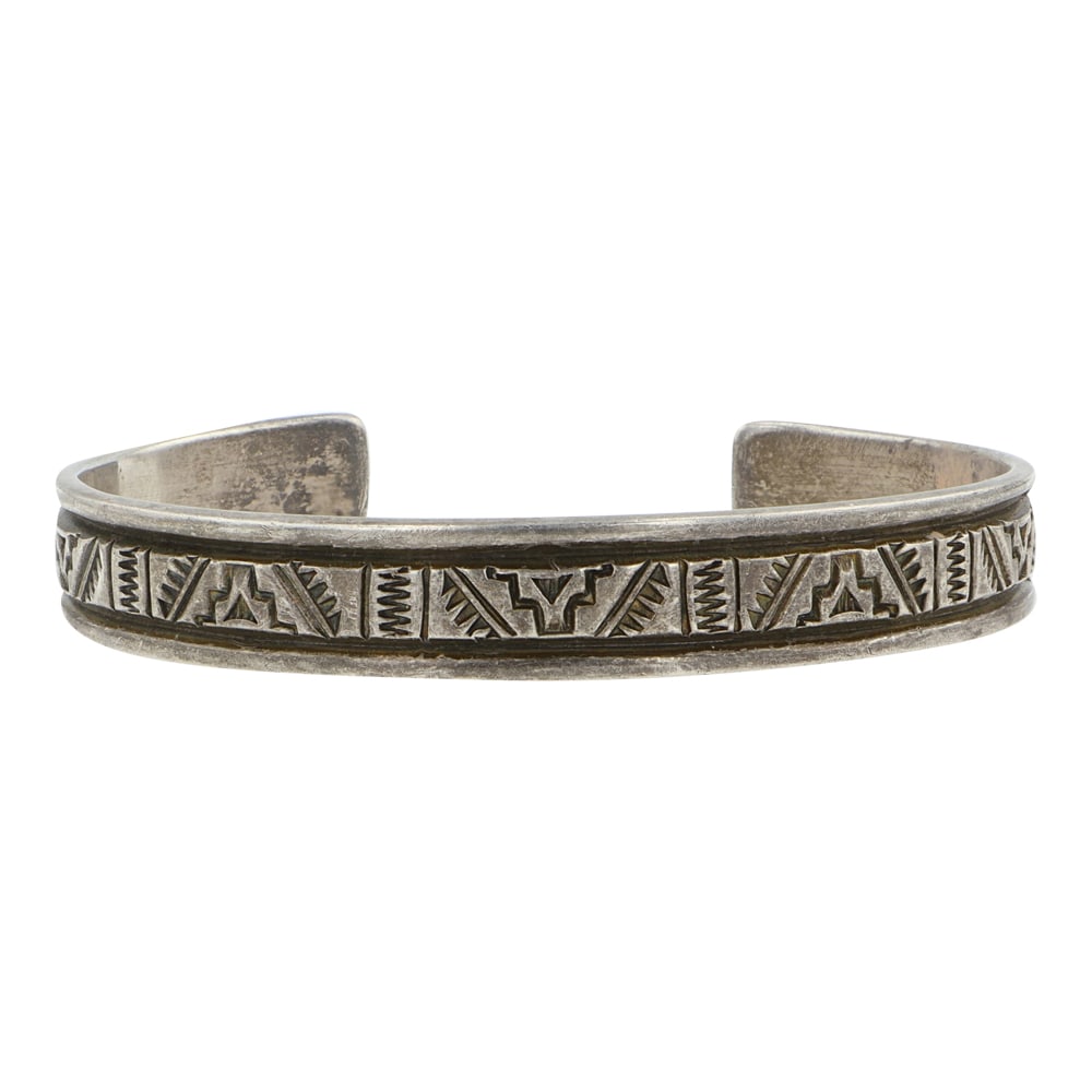 Lorenzo James Navajo Deep Stamp Work Cuff Bracelet (1 of 3)