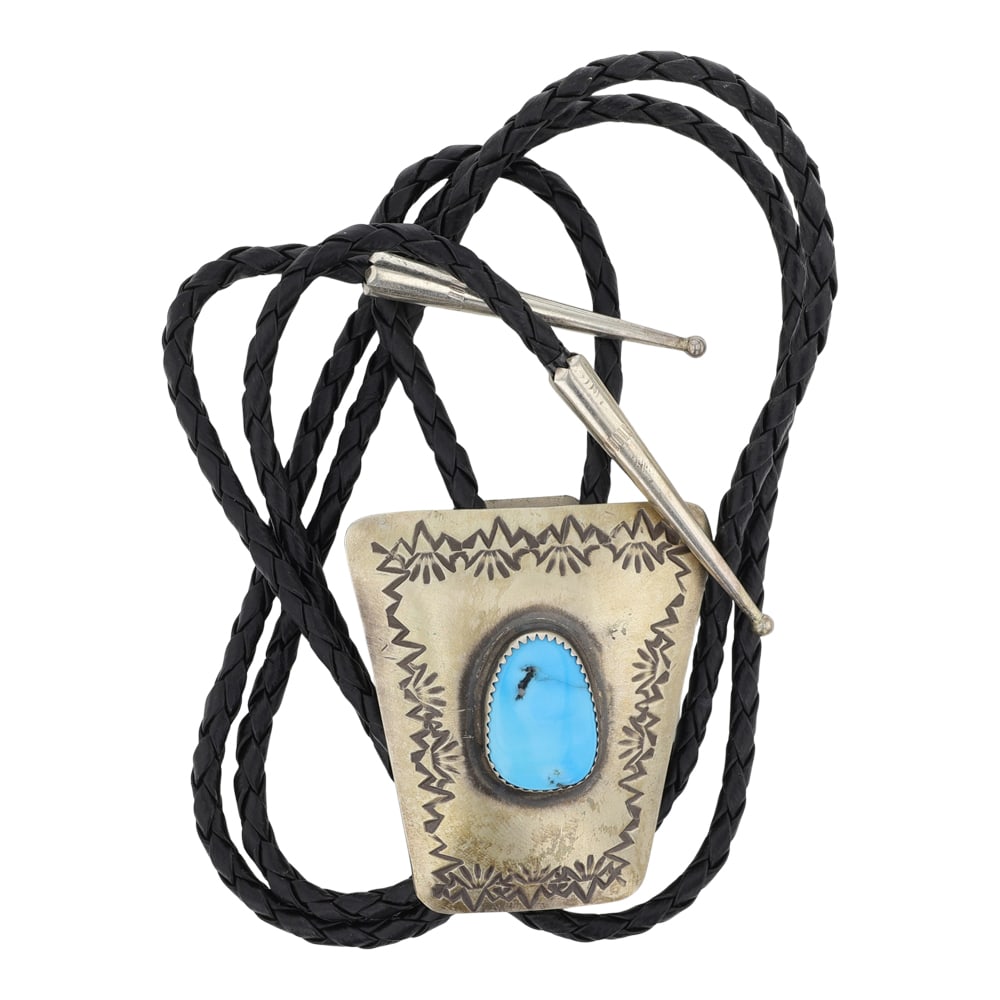 Vintage Navajo Kingman Turquoise Bolo Tie (1 of 3)