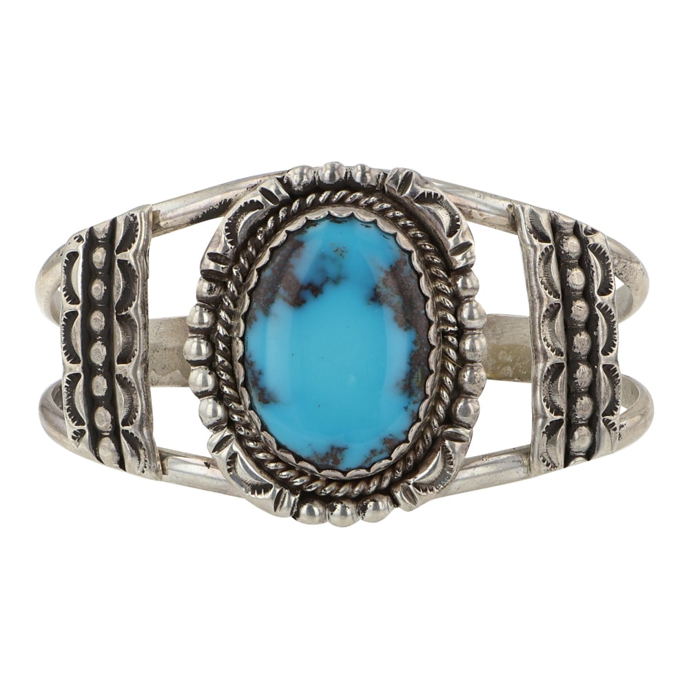 Vintage Navajo Blue Gem Turquoise Cuff Bracelet (1 of 3)