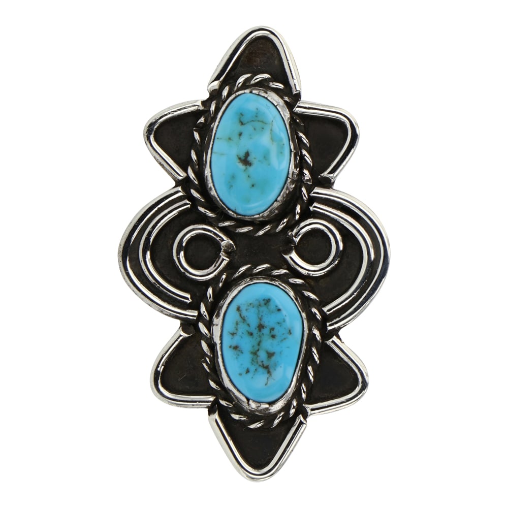 Navajo Kingman Turquoise Ring: Sterling Silver | Genuine Kingman Turquoise | Navajo Kingman Turquoise Ring | Navajo Native American Southwest Indian Jewelry | Good (no breaks or damages) | Approximate Weight: 9 Grams | Ring: 6.5 si