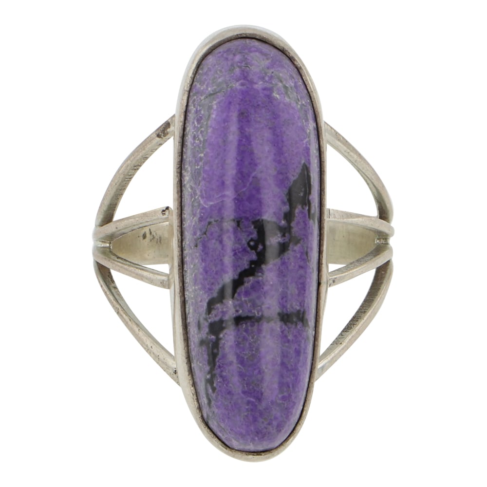 Wilson Padilla Navajo Charoite Ring: Sterling Silver | Genuine Charoite | Wilson Padilla Navajo Charoite Ring | Navajo Native American Southwest Indian Jewelry | Good (no breaks or damages) | Approximate Weight: 7 Grams | Ring: 7 size, 1