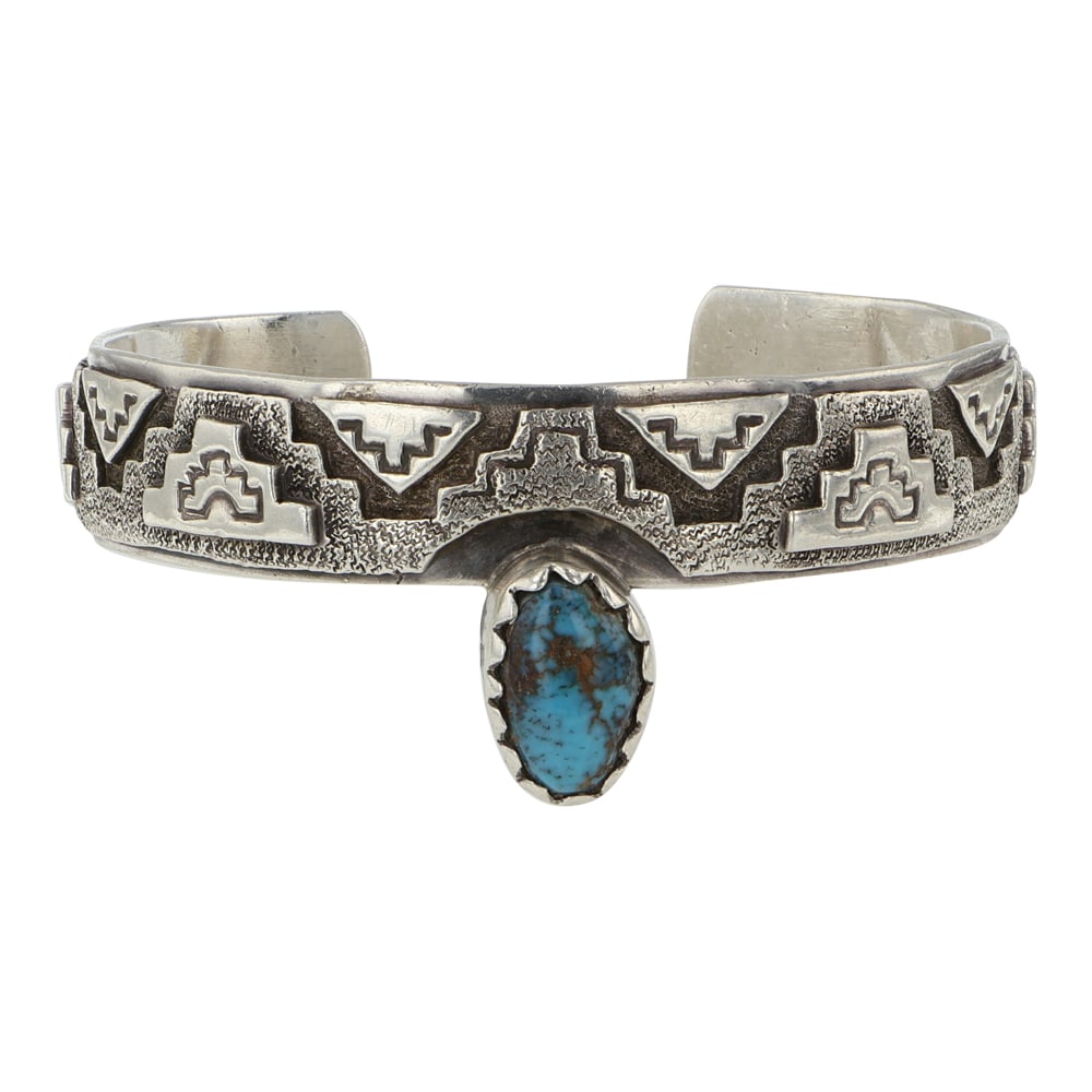 Alonzo Mariano Navajo Bisbee Turquoise Intricate Masterpiece Cuff Bracelet (1 of 4)