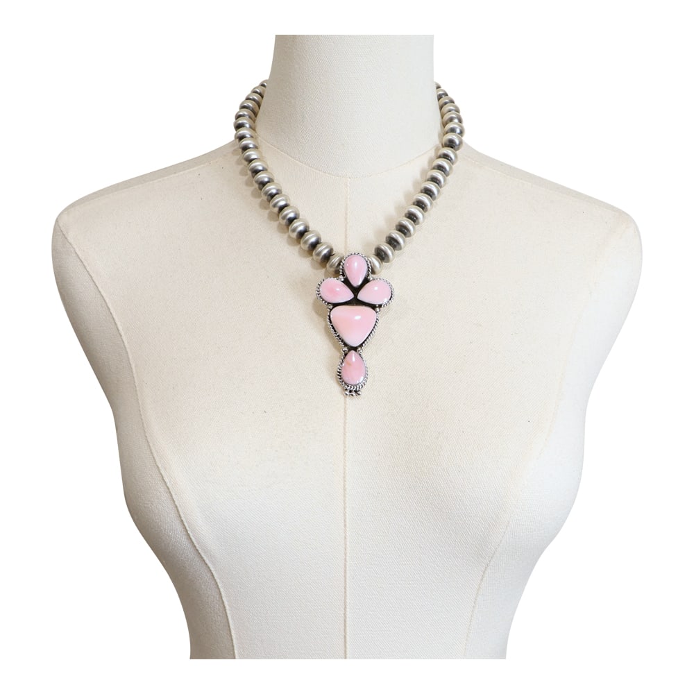 RB Navajo Pink Conch Handmade Beads Necklace (1 of 4)