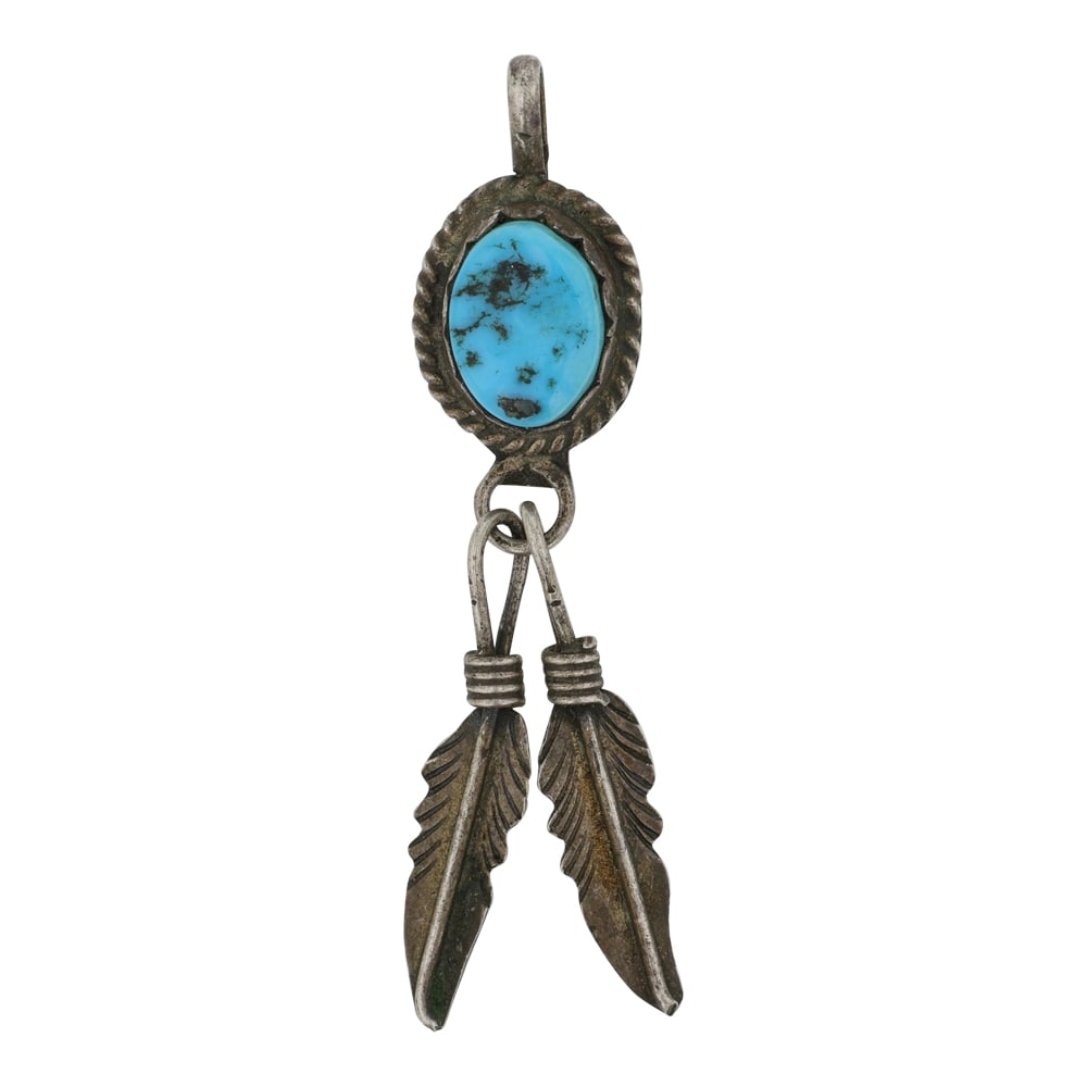 Vintage Navajo Sleeping Beauty Turquoise Pendant: Sterling Silver | Genuine Sleeping Beauty Turquoise | Vintage Navajo Sleeping Beauty Turquoise Pendant | Navajo Native American Southwest Indian Jewelry | Good (no breaks or damages) | Approximate