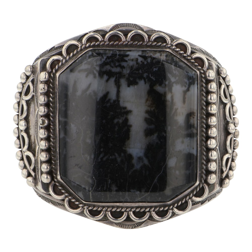 Vintage Navajo Petrified Wood Large Cuff Bracelet: Sterling Silver | Genuine Petrified Wood | Vintage Navajo Petrified Wood Large Cuff Bracelet | Navajo Native American Southwest Indian Jewelry | Good (no breaks or damages) | Approximate Weight: 102 G