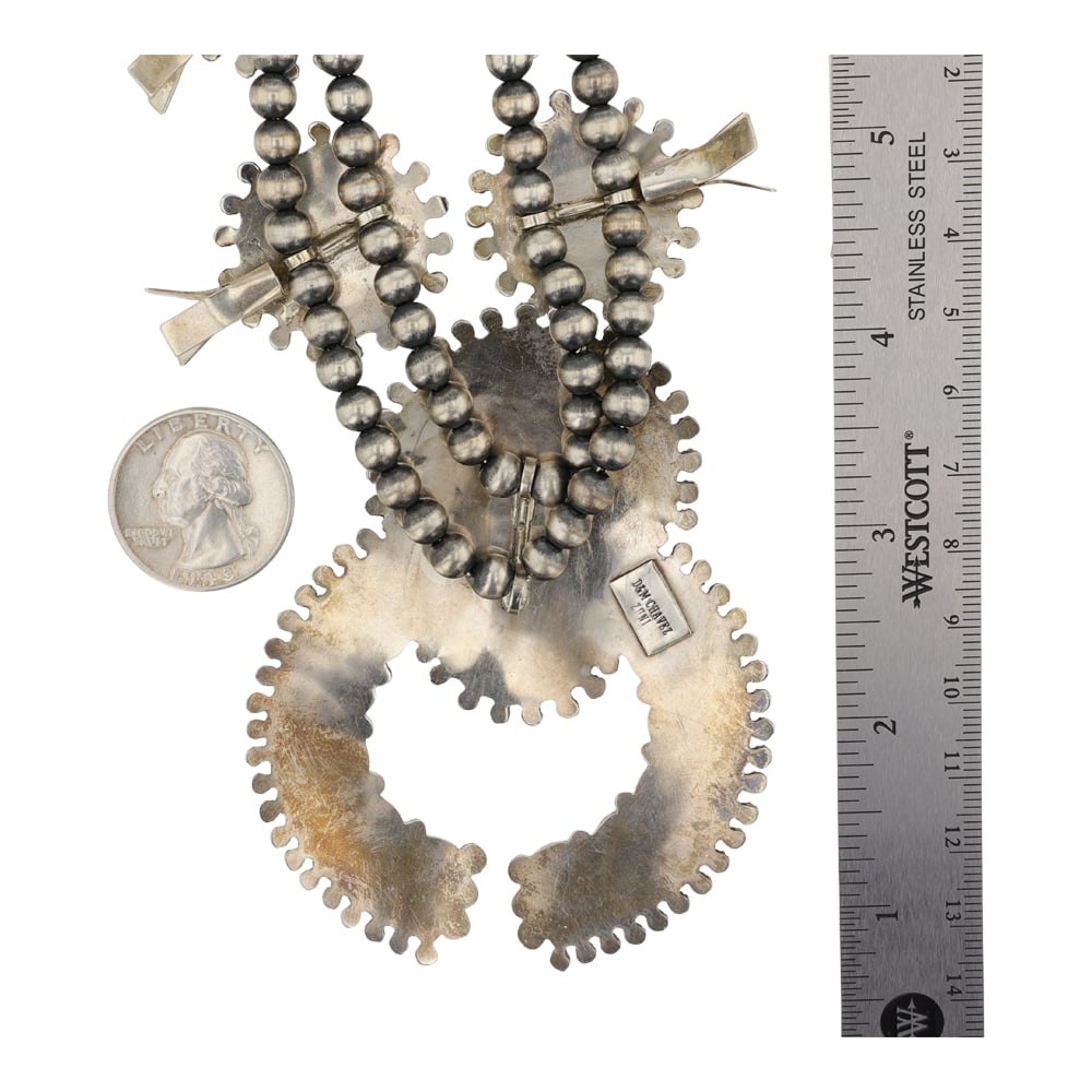 Delbert & Melinda Chavez Zuni Sleeping Beauty Turquoise Needlepoint Petit Point Squash Blossom - 4