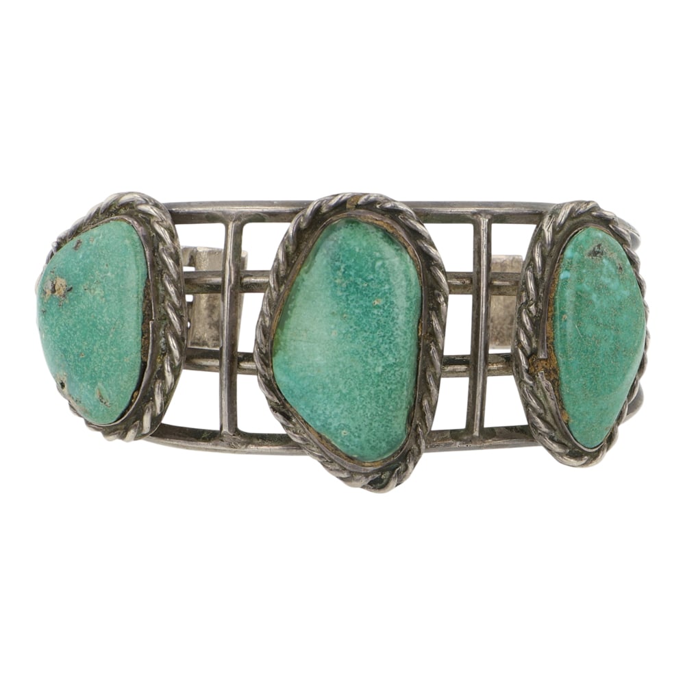 Vintage Navajo Menassa Turquoise Bracelet: Sterling Silver | Genuine Menassa Turquoise | Vintage Navajo Menassa Turquoise Bracelet | Navajo Native American Southwest Indian Jewelry | Good (no breaks or damages) | Approximate Weight: 51 Grams |