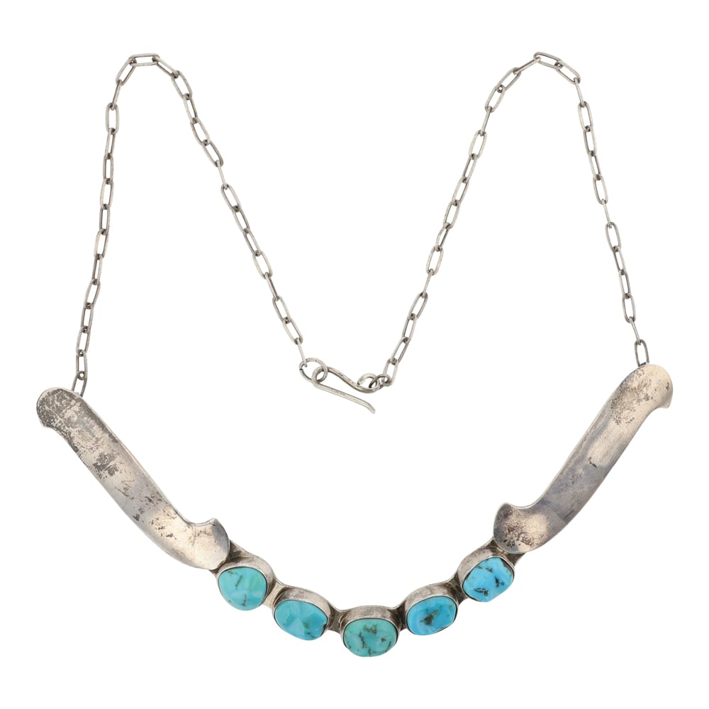 Rainstar Southwest Shop Navajo Sleeping Beauty Turquoise Choker: Sterling Silver | Genuine Sleeping Beauty Turquoise | Rainstar Southwest Shop Navajo Sleeping Beauty Turquoise Choker | Native American Southwest Navajo Shop Jewelry | Good (no breaks or damages) | Ap