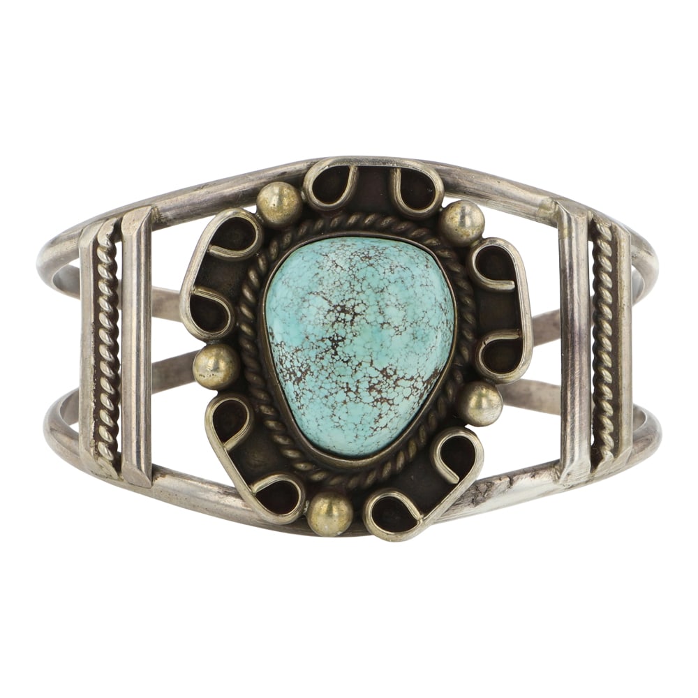 Vintage Navajo Number Eight Turquoise Bracelet: Sterling Silver | Genuine Number Eight Turquoise | Vintage Navajo Number Eight Turquoise Bracelet | Navajo Native American Southwest Indian Jewelry | Good (no breaks or damages) | Approximate Weight: